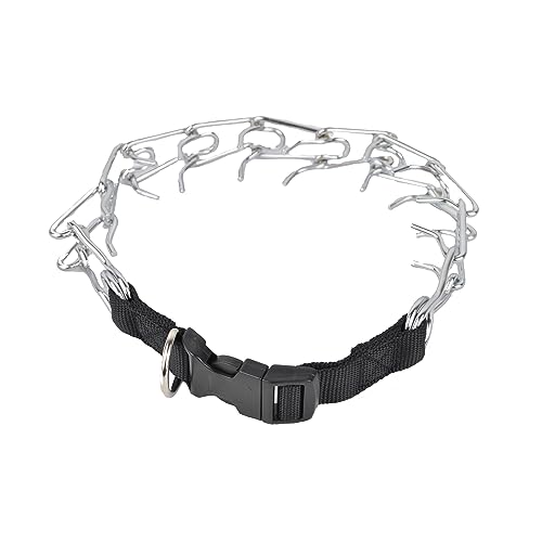 Downtown Pet Supply Chrome Plated/Nylon Prong Collar for Dogs, Small - Adjustable, No-Choke and No Pull Dog Collar with Removable Links - Pinch Collar for Dogs Under 20 lbs and 14' Neck Width