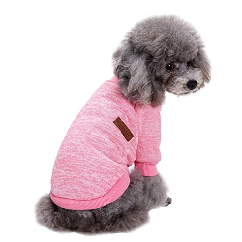 Jecikelon Dog Clothes Dogs Sweater Soft Puppies Clothing Winter Puppy Sweaters Warm Outfit for Dogs Small XXS XS Cat Apparel (Pink, M)