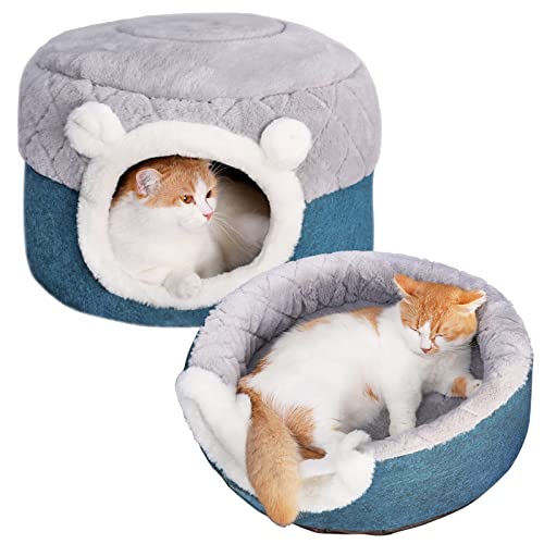 GOLOPET Cat cave,2 in 1 Multipurpose Cat Bed cave, 19.5' Diameter for Indoor Cats - cat cave Bed Large,Cat Tent with Removable Washable Upholstered Pillow, Soft Self Warming Kitten Bed