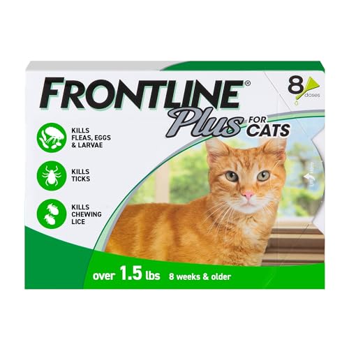 Frontline Plus Flea and Tick Treatment for Cats Over 1.5 lbs. 8 Treatments