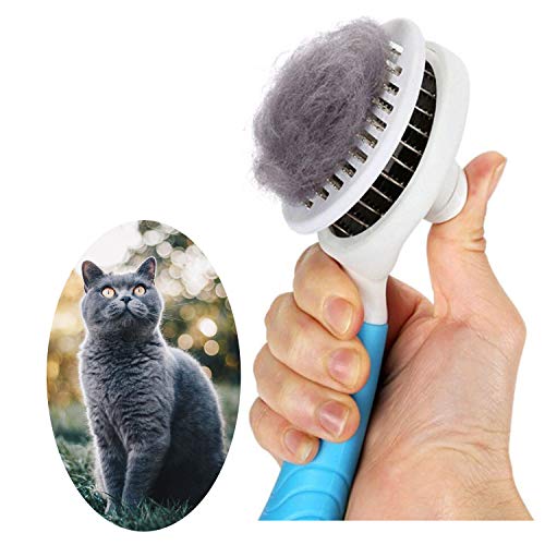 Cat Self Cleaning Slicker Brush, Pets Skin Friendly Grooming Brushes for Shedding Dogs Cats Hair Easy to Remove Loose Undercoat with Long or Short Hairs Pet Massage Tool All Hair Type - UPGRADED