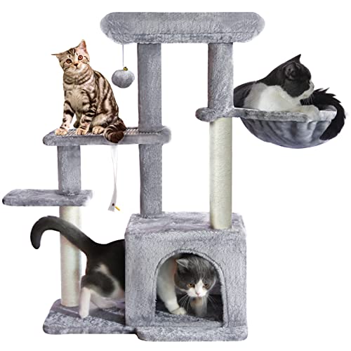 Pawstory Cat Tree, Cat Tower with Sisal Scratching Post for Indoor Cats, 35' Multi-Level Cat Condo with Hammock Perch and Kitten Toys, Cat Furniture for Kittens Adult Cats