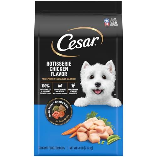Cesar Small Breed Dry Dog Food Rotisserie Chicken Flavor and Spring Vegetables Garnish, 5 lb. Bag
