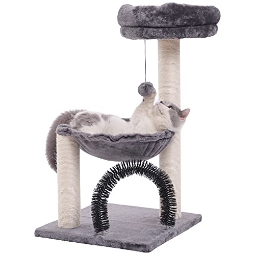 HOOPET Cat Tree Tower for Indoor Cats,27.8 Inches Multi-Level Cat Tree with Scratching Posts Plush Basket & Perch for Play Rest, Cat Activity Tree with Dangling Ball for Kittens/Small Cats…