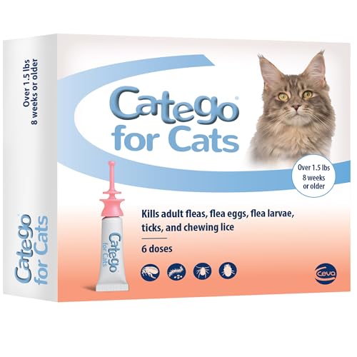 Catego for Cats Flea and Tick Treatment & Prevention (Over 1.5 lbs) 6-Month Supply