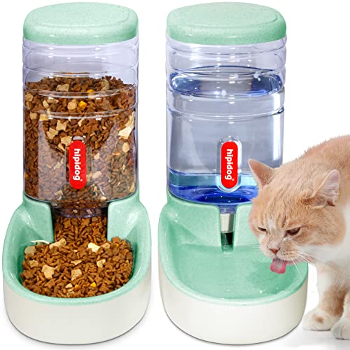 UniqueFit Pets Cats Dogs Automatic Waterer and Food Feeder 3.8 L with 1 Water Dispenser and 1 Pet Automatic Feeder (Green)