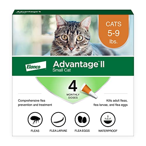 Advantage II Small Cat Vet-Recommended Flea Treatment & Prevention | Cats 5-9 lbs. | 4-Month Supply