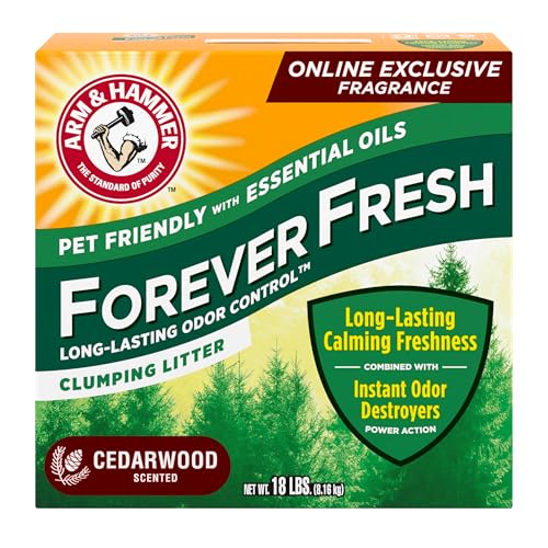 Arm & Hammer Forever Fresh Clumping Cat Litter Cedarwood, MultiCat 18lb, Pet Friendly with Essential Oils, (Pack of 1)