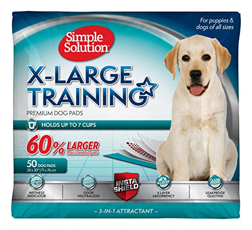 Simple Solution Extra Large Pee Pads For Dogs, XXL Puppy Potty Training Wee Wee Pad, 6 Layers Thick, Instashield Absorbent, Attracts Dogs, Leak Proof, Odor Neutralizing, Disposable, XLARGE 28'x30'