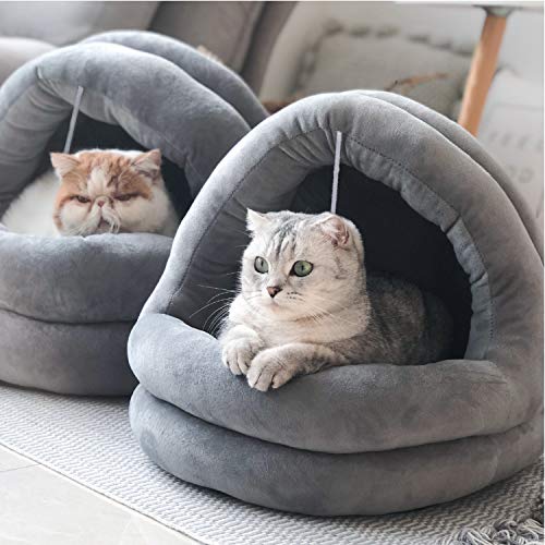 Tempcore Cat Bed, Machine Washable for Indoor Cats or Small Dogs, Puppy, Kitty, Kitten, Rabbit, Anti-Slip & Water-Resistant Bottom