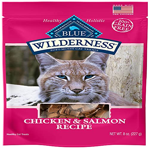 Blue Buffalo Wilderness Grain Free Soft-Moist Cat Treats, Chicken & Salmon 8-oz Bag