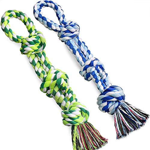 UPSKY Dog Rope Toys 2 Nearly Indestructible Dog Toys, Dog Toy for Medium to Large Breed, Dental Cleaning Chew Toys, Dog Tug Toy for Boredom, Dog Teething Toys, Dog Rope Toy for Aggressive Chewers